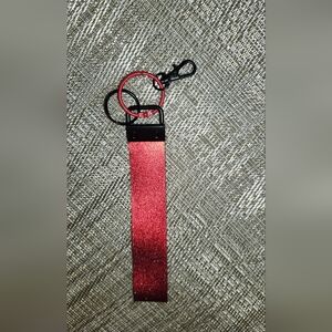 Hand Crafted Red Keychain With A Red Key Ring Wristlet